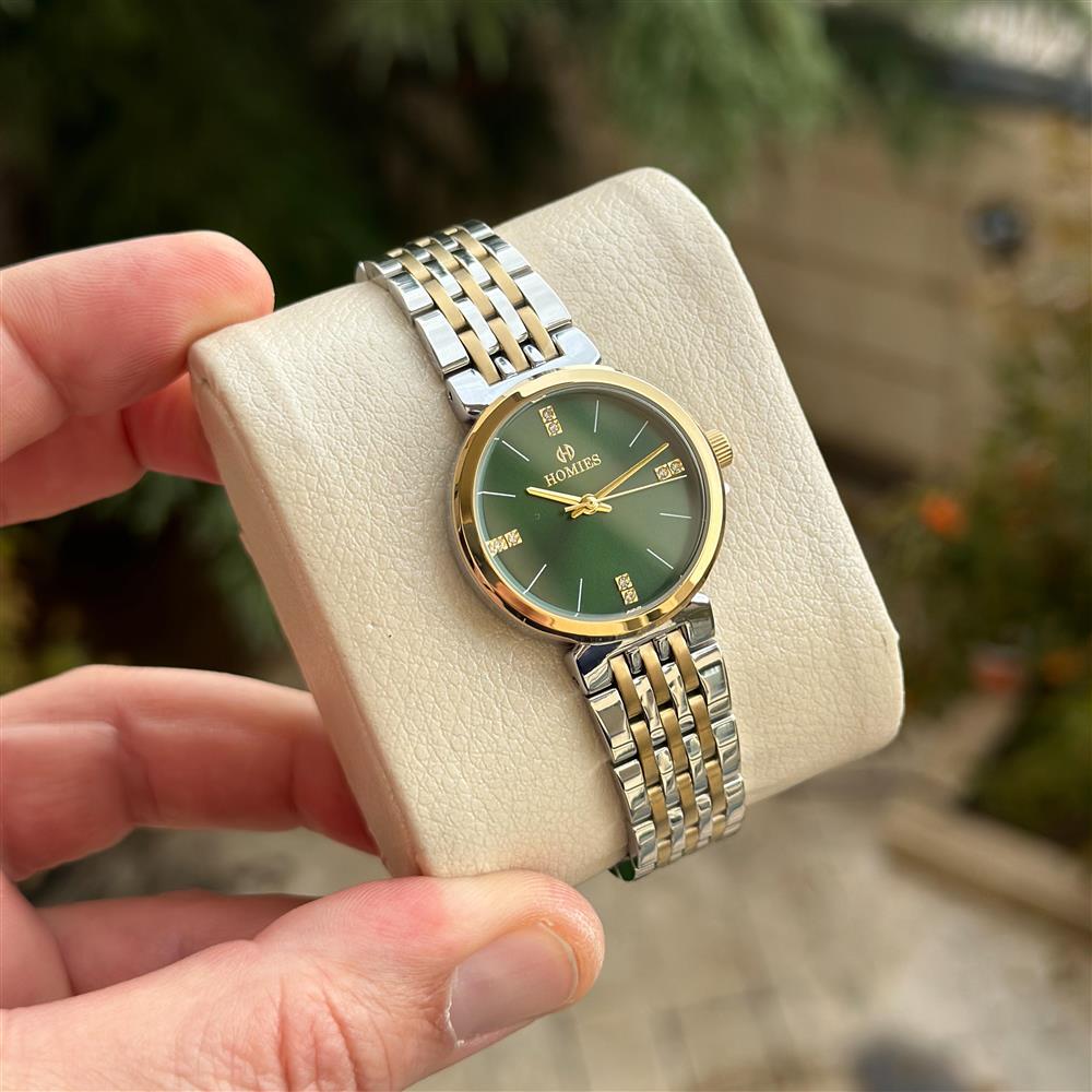 ساعت زنانه هومیس گرد دورنگ طلایی صفحه سبز HM23240s02-4	(HOMIES)